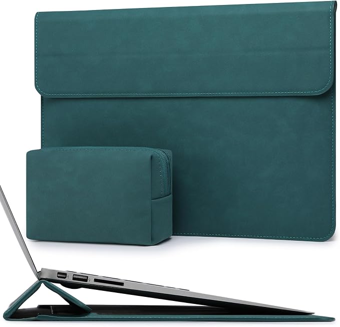 HYZUO 15-16 Inch Laptop Case Bag Sleeve with Stand Feature for MacBook Pro 16 M5/M4/M3/M2/M1 Pro/Max 2026-2019, XPS 15, MacBook Pro 15 2015-2012, Samsung Galaxy Book Flex 15, Dark Green