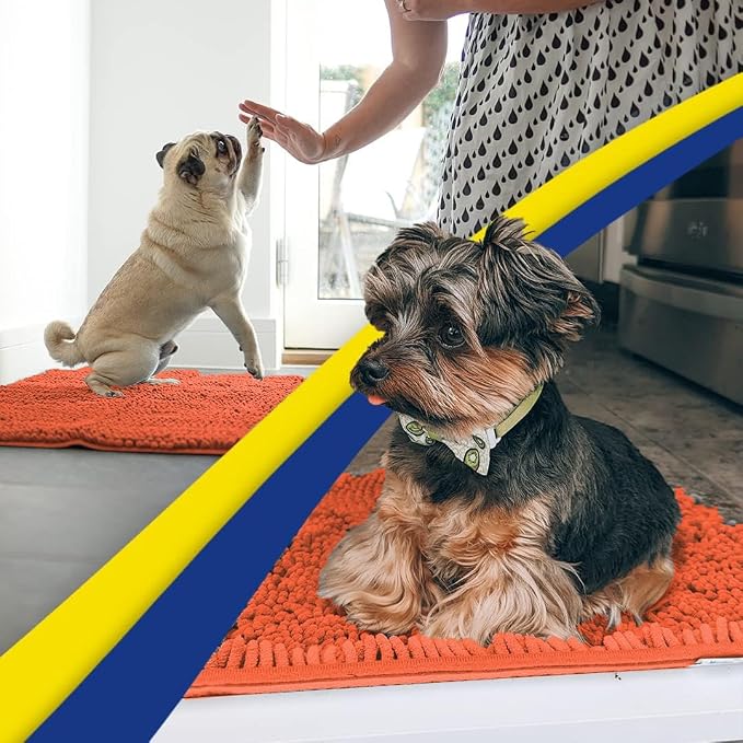 Muddy Mat® | Super Absorbent Door Mat Indoor, Microfiber Quick Dry Chenille Entryway Rug, Non-Slip Front Door Mat, Indoor Mats for Entryway, Machine Washable Pet Rug, Coral 16" x 24"