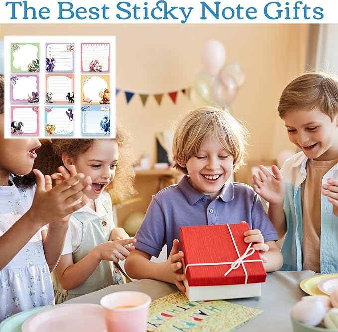 Dragon Sticky Notes Gifts, 9 Pack Cute Dragon Notepads 3x3 Inch Gifts for Students Coworkers, Funny Self-Stick Memo Pad Office School Supplies for Men Women (450 Sheets)