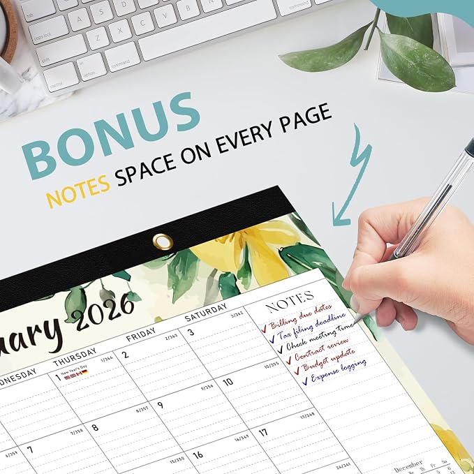 2026 Desk Calendar, Large Desktop/Wall Monthly Calendar (Jan. 2026 - Jun. 2027) 17'' x 12'' School Year Desk Planner for Teacher Family School Office Supplies