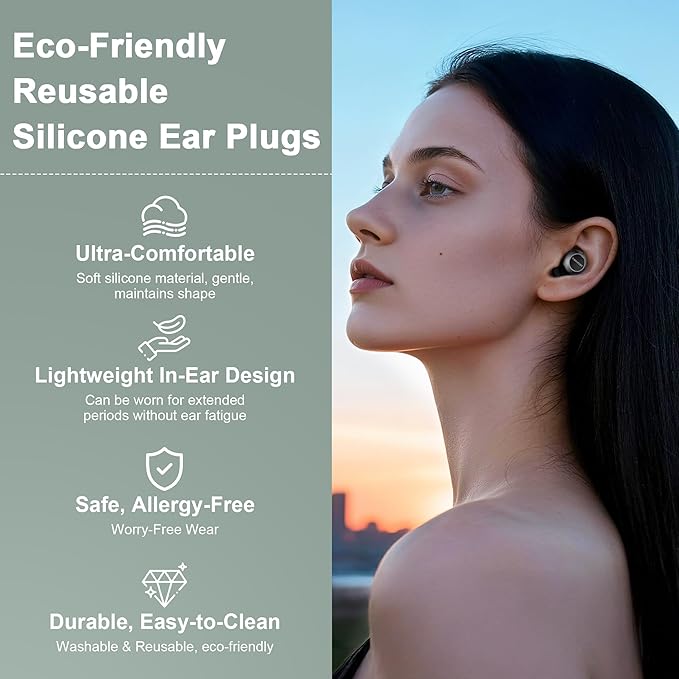 TECKNET Ear Plugs for Sleeping Noise Cancelling - 3 Adjustable Levels Noise Earplugs with 8 EarTips, 20dB (SNR) Reduction, Reusable Soft Silicone Earplugs for Focus, Work, Travel, Concert