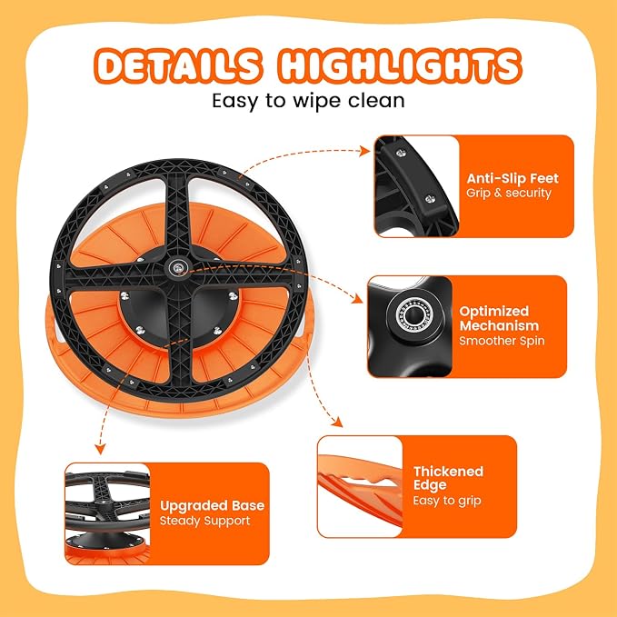 Spinning Chair for Kids, Orange, 360° Sensory Swivel Chair | Spinning Chair for Autistic Kids, For Home Classroom Playroom