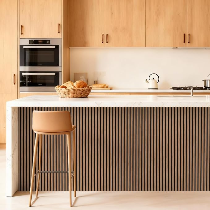 TONOR Wood Slatwall Panels, 4 Pack 47.2" x 23.6"/ 120 x60cm(31ft²) Acoustic Wall Panels, Wood Slat Acoustic Panels for Noise Cancelling and Home Decor, Living Room, Bedroom, Office, Walnut