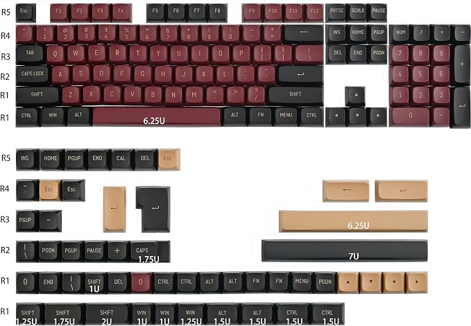 Fogruaden PBT Red Samurai Keycaps, 160 Keycap Set Double Shot Keycaps, CSA Profile, Custom Keycap for Mechanical Keyboard