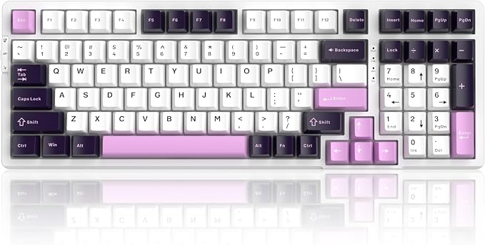 MageGee Mechanical Gaming Keyboard, 96% Gasket Hot Swappable Wired Custom Creamy Keyboard with 5-Layer Sound Dampening, RGB Backlit, NKRO for Win/Mac (Purple Jade, Violet Switch)