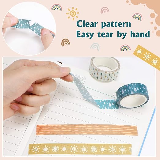 TaoBary 33 Rolls Washi Tape Set, 15 mm Holiday Washi Tape Set Seasonal Plaid Bohemian Colorful Vintage Cute for Card Wrapping Craft(Charming Style)