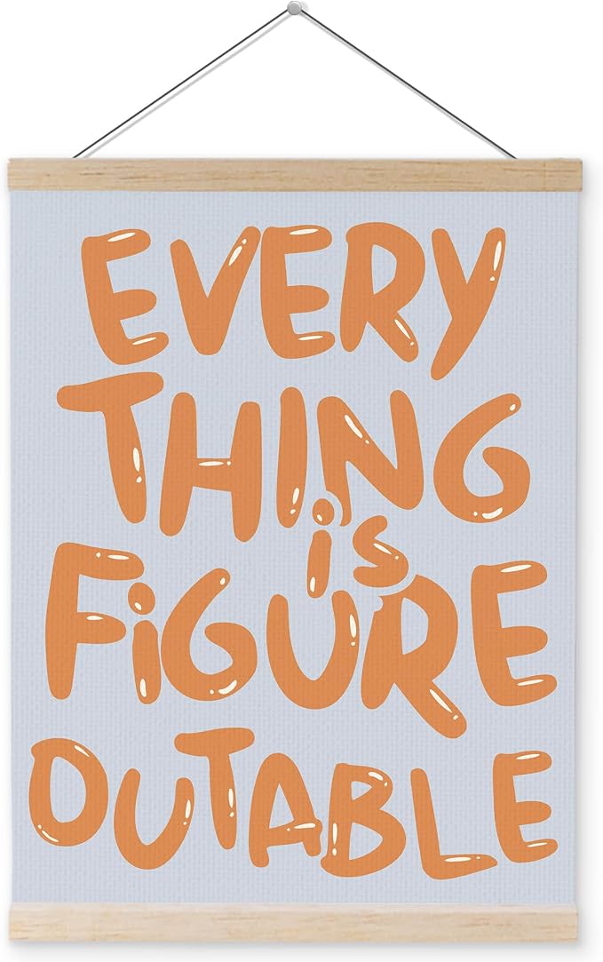 YQDEJ Blue Orange Everything Is Figureoutable Inspirational Wall Art Poster Hanger Frame, Blue Orange Positive Affirmations Wall Decor, Motivational Wall Art for Home Office Classroom, 12x16 Inch