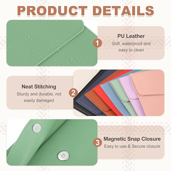 PATIKIL 2Pcs PU Leather A4 File Folder, Document Holder Envelope Waterproof Napa Texture Filing Organizer Portfolio Folder Case with Magnetic Snap Closure for Home Office, Green