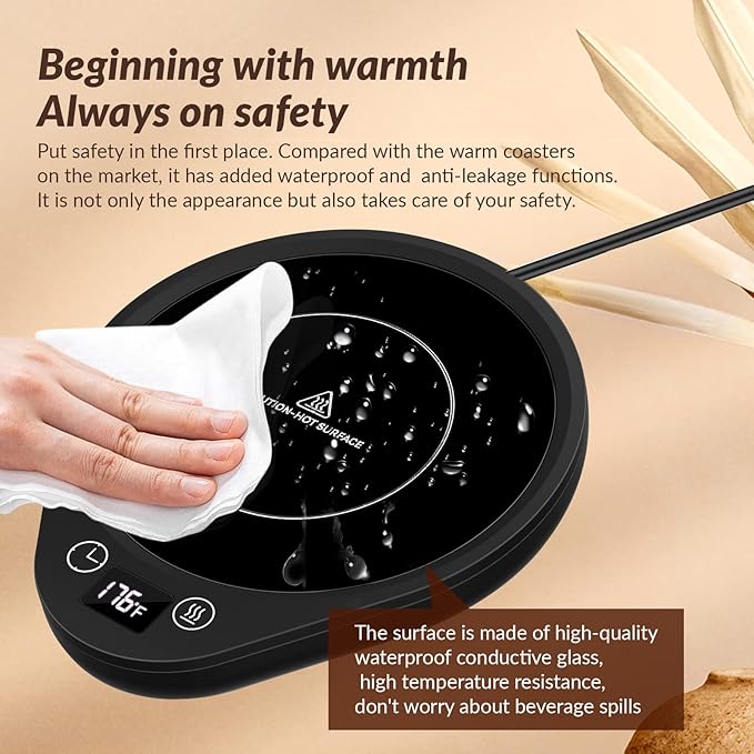 Mug Warmer, Upgrade Coffee Warmer & Cup Warmer for Desk with 3 Temperature Settings, More Hot Coffee Mug Warmer with Timer, 4H Auto Shut Off for Keep Best Flavor for Cocoa, Tea, Water, Milk, Black