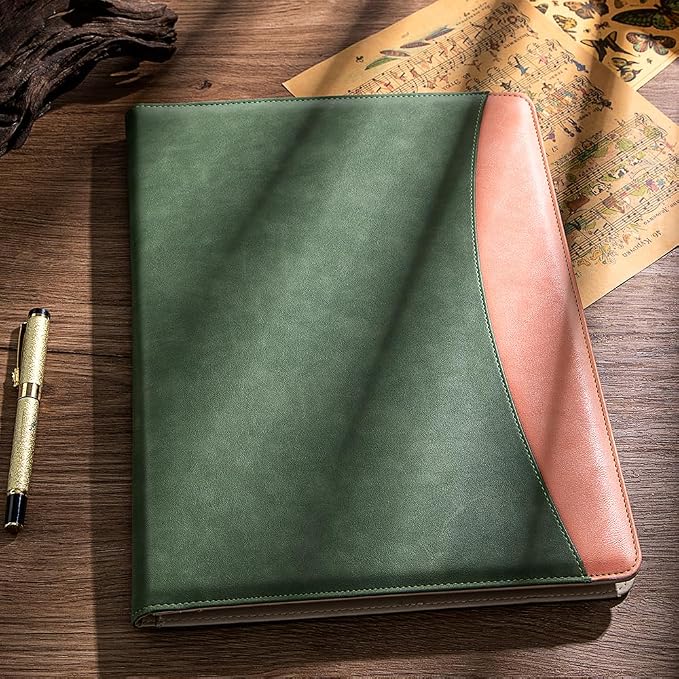 PU Leather A4 Clipboard Portfolio, Resume Padfolio Business Case | Features 25 memo sheets & pen holder. Durable PU leather for job interviews, office meetings & travel. Professional & sleek.