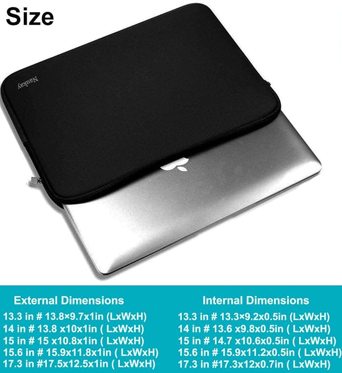 Naukay Laptop Case Sleeve,13-13.3 Inch Resistant Neoprene Laptop Sleeve/Notebook Computer Pocket Case/Tablet Briefcase Carrying Bag Compatible with MacBook Pro,MacBook Air,Notebook Computer-(Black)