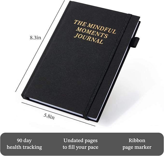 The 13-Week Mental Health Journal for Women & Men: A Guided Mindfulness & Goal-Setting Workbook to Reduce Stress, Practice Daily Gratitude & Build Self-Care Habits | Linen Hardcover, Black