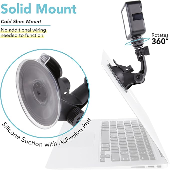 Foto&Tech Dimmable LED Laptop Lighting Kit, Rechargeable 2100mAH Light Panel with Diffuser and Strong Suction Cup, Video Camera Light for Web Conference Zoom Call Online Broadcast Live Streaming