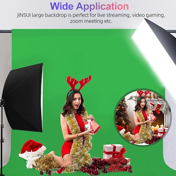 Green Screen Backdrop 10x10 ft, Chroma Key Greenscreen Background for Streaming Zoom, Photo Backdrop Curtain for Photography, Thick Polyester Fabric Cloth Sheet for Photoshoot Video (Backdrop Only)