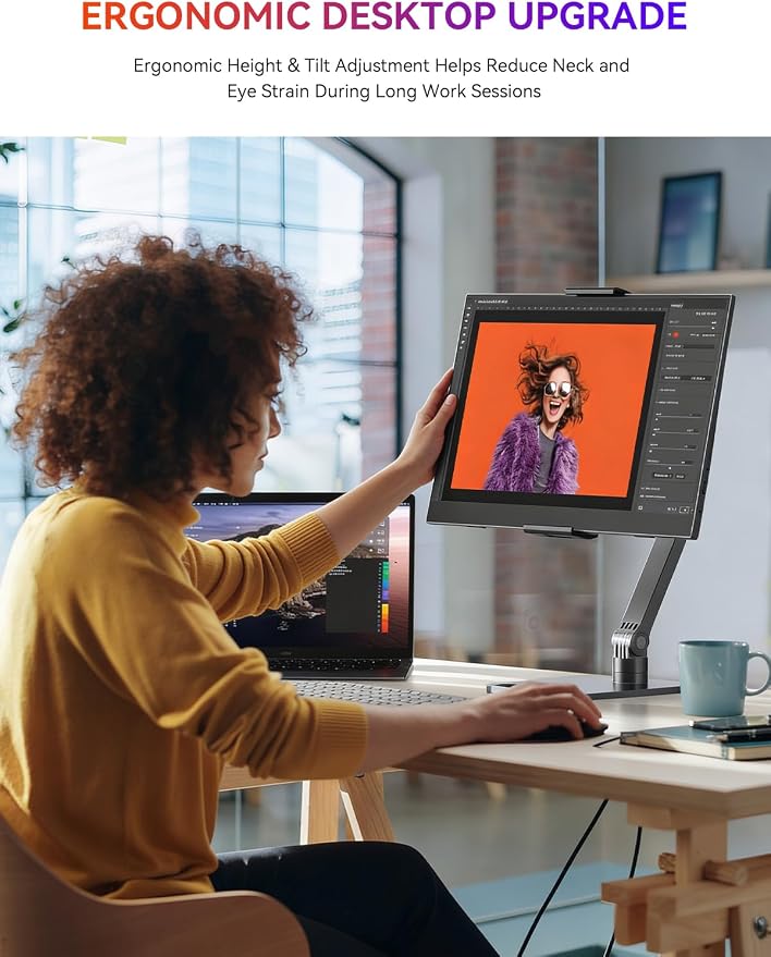 UPERFCET Portable Monitor, 15.6" 1080P 125% sRGB 2000:1 Contrast Ultra-Slim Laptop Monitor with Stand VESA USB-C Mini HDMI, Travel Second Screen for Computer, Phone, Mini PC, Game Consoles