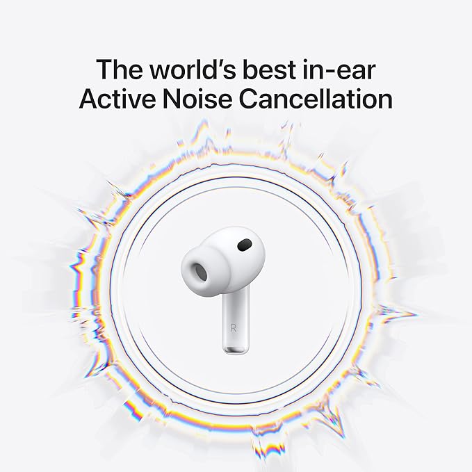 Apple AirPods Pro 3 Wireless Earbuds, Active Noise Cancellation, Live Translation, Heart Rate Sensing, Hearing Aid Feature, Bluetooth Headphones, Spatial Audio, High-Fidelity Sound, USB-C Charging