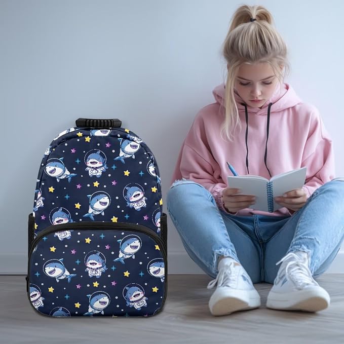 ZFRXIGN Cute Shark Backpack for Boys 4-6 6-8 Bookbag with Cute Pendant 17inch Elementary School Bag and Insulated Lunch Box Pencil Case Back to School Stuff