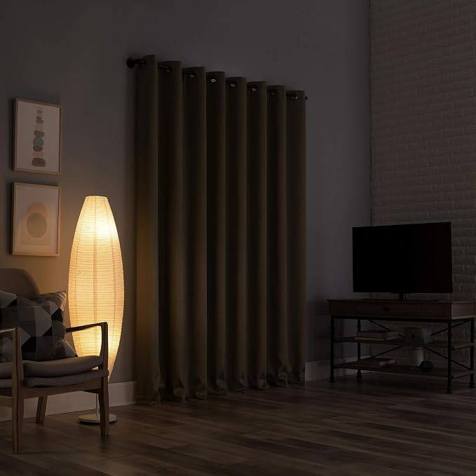 Sun Zero Nordic 2-pack Theater Grade Extreme 100% Blackout Grommet Curtain Panel Pair, 52" x 84", Olive