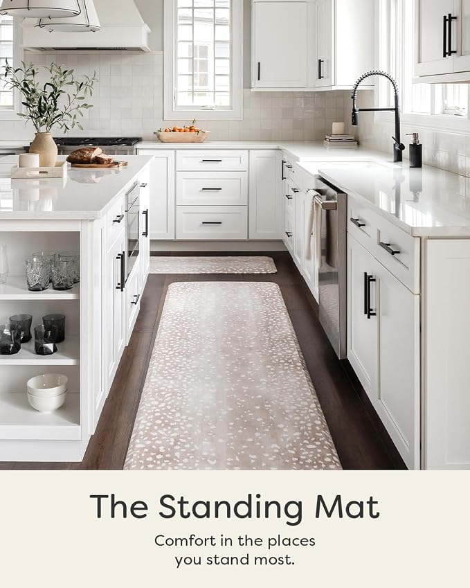 House of Noa Nama Standing Mat – Anti-Fatigue Kitchen Mats for Floor, Cushioned & Non-Slip Kitchen Comfort Mat for Standing, Thick Foam Anti-Fatigue Mat for Kitchen & Workspaces, Fawn Brown 22" x 72"