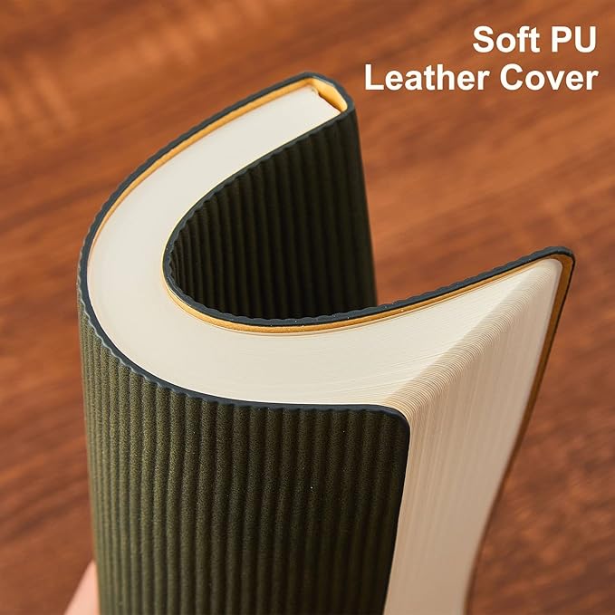Lined Journal Notebook for Work College Ruled Note Book 5.79"x8.27"A5 PU Leather Daily Journaling 216 Pages for Women Men Writing Home School Supplies Business (Dark Green)