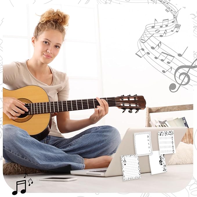 12 Pcs Music Sticky Notes Musical Note Pads Funny Memo for Music Teacher Appreciation Gifts Party Favor Musical Message Reminder Christmas Small Supplies Home Office