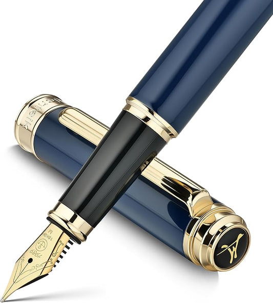 317 Fountain Pen,Stunning Luxury Piano Lacquer,18K Gilded Nib(Medium),Gorgeous 24K Gold Finish, Ink Converter,Nice Gift for Men&Women-Elegant,Executive,Fancy Pens for Writing, BU-M