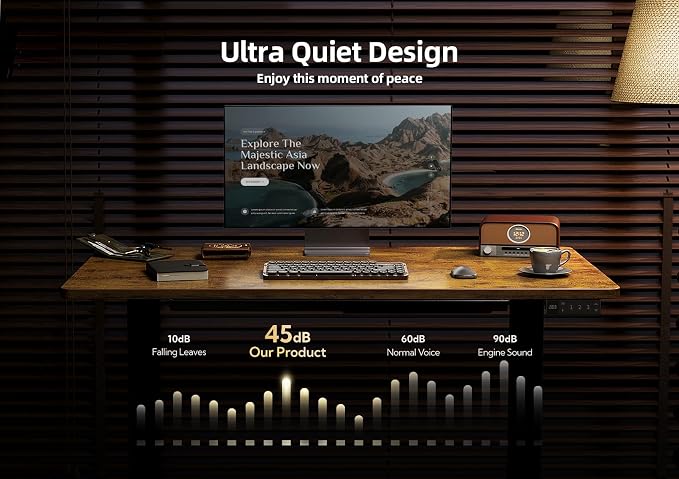 Claiks Electric Standing Desk with Drawers, 55x24 Inch Rustic Brown | Sturdy steel frame, supports up to 176 Lbs, waterproof desktop with wire holes, Quiet