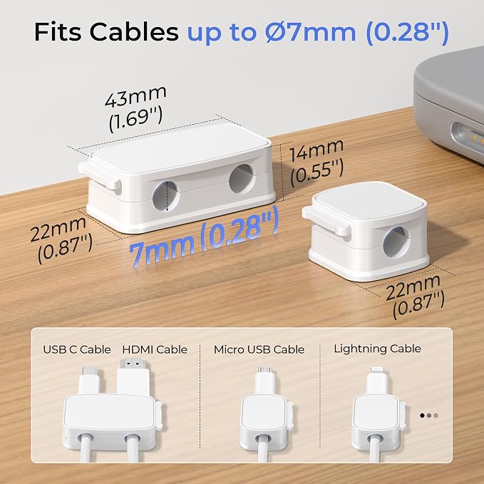 Basesailor 6Pack Magnetic Cable Clips Organizer,Cord Management Holder | Strong Adhesive Phone Charging Wire Keeper for Desk,Nightstand,Wall,Car,Desktop,Table,Home,Office