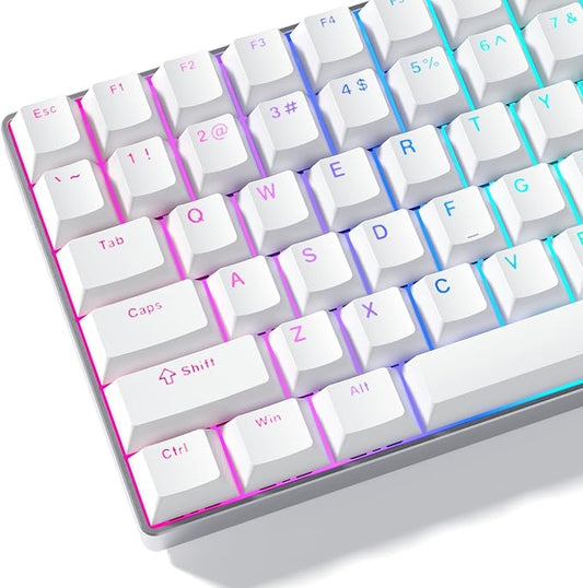 Womier White Keycaps for Mechanical Keyboard, Shine Through Key caps PBT Custom Keycap Doubleshot, Universal Compatiability for 60 75 100 Percent Cherry Gateron MX Switches Keyboard, White