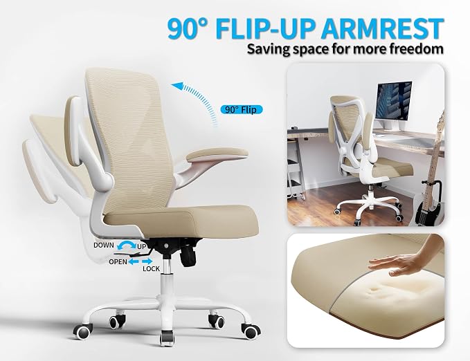 Ergalithic Ergonomic Office Chair - X-Shaped Computer Desk Chair Comfy, Gaming Chair, Office Chair with Lumbar Support, Mesh Office Chairs, Desk Chair for Long Hours(White Beige)
