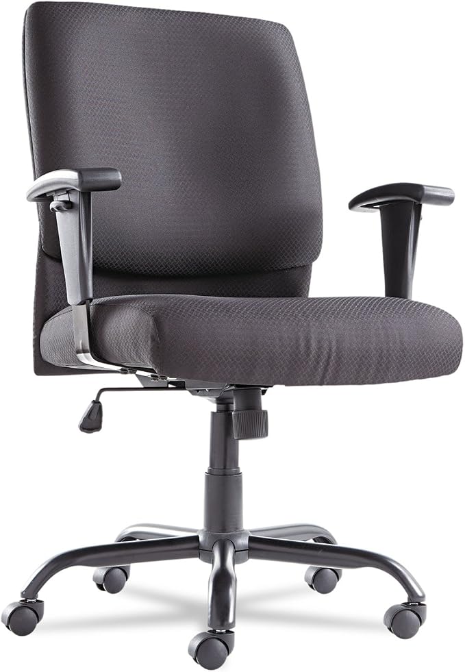 OIF BT4510 Big and Tall Swivel/Tilt Mid-Back Chair, Height Adjustable T-Bar Arms, Black