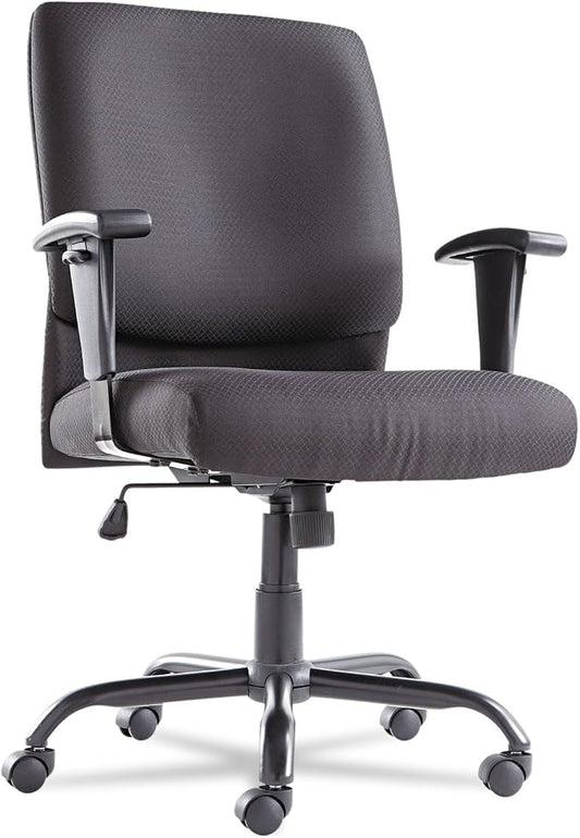 OIF BT4510 Big and Tall Swivel/Tilt Mid-Back Chair, Height Adjustable T-Bar Arms, Black