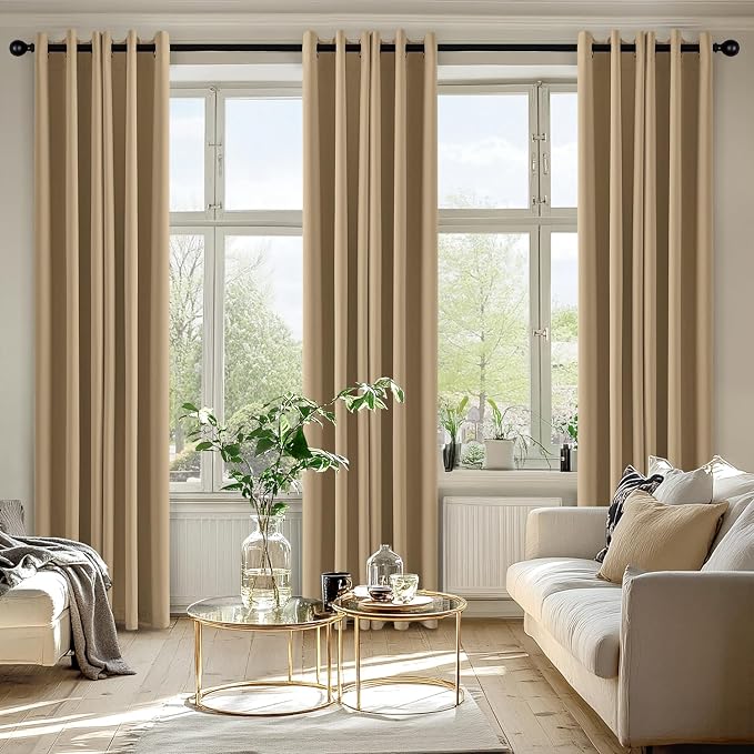MIULEE Blackout Curtains for Bedroom Living Room 2 Panels, Thermal Insulated Room Darkening Drapes Grommet Noise Reducing Light Blocking Window Treatments 72 Inches Long 40x72 Inch Taupe Brown