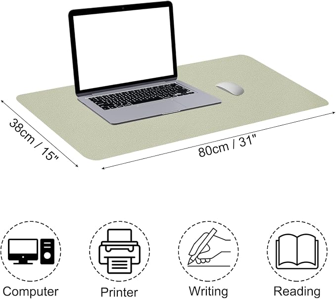 Patikil Desk Mat, 31"x15" Non-Slip Waterproof PU Desk Pad, Dual Sided - Green