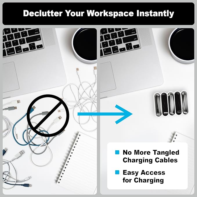 Cable Management Organizer Cord Management, Multiple Slots for Home, Office, Desk, Workshop, Durable Plastic Connectable Cable Organizer, Tangle-Free, Expandable Storage, White