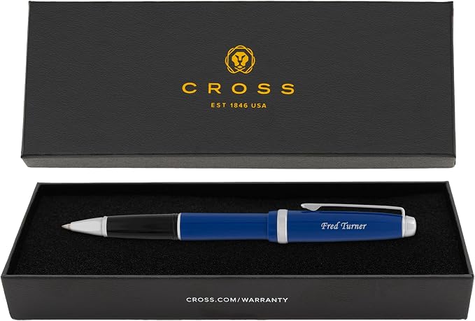 Cross Lume Ballpoint Pen, Deep Sea Blue with Chrome Trim, Custom Engraved — Graduation, Promotion, Retirement, or Corporate Gift