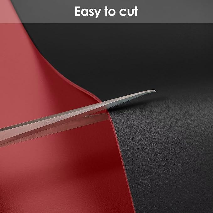 Faux Leather Table Cover,1.8mm Thick,30x48 Inch Table Protector,Table Pads for Dining Room Table Rectangular,Table Cover Protector.(Black+Wine Red,30x48)
