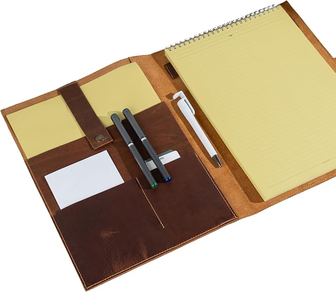 Personalized Leather Portfolio, Leather Notebook, Portfolio Folder, A4 Notepad for Women Men Gift Blue (12.5 x 9.5 inches)