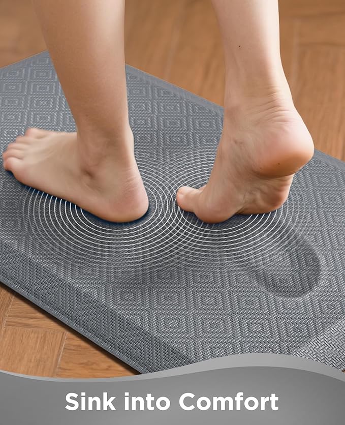 Ophanie Kitchen Mats for Floor,3/4 inch Thick,20x48 Anti Fatigue Cushioned Mat with 99+ Pairs of Anti-Slip Bottom Ridges,Kitchen Rugs,Waterproof,Comfort Ergonomic Standing Mat for Office,Home,Sink