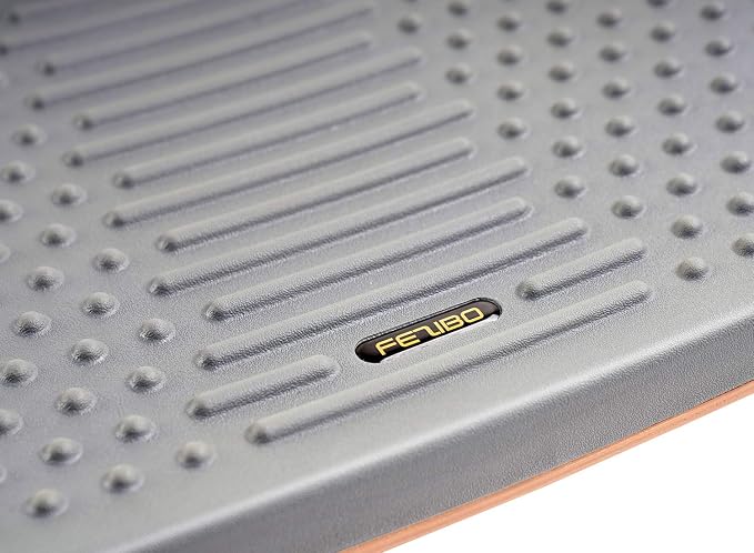 FEZIBO Standing Desk Mat with Anti Fatigue Bar, Wooden Wobble Balance Board with Ergonomic Design Comfort Floor Mat
