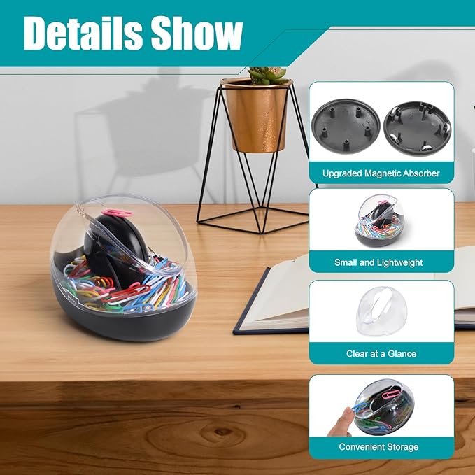 Paper Clip Holder, Mecyfaty Magnetic Paper Clips Dispenser Holder with Colorful Paperclips 100pcs, Upgraded Magnetic Design, Black Paperclip Holders for Desk School Office Supplies Organizer Accessory