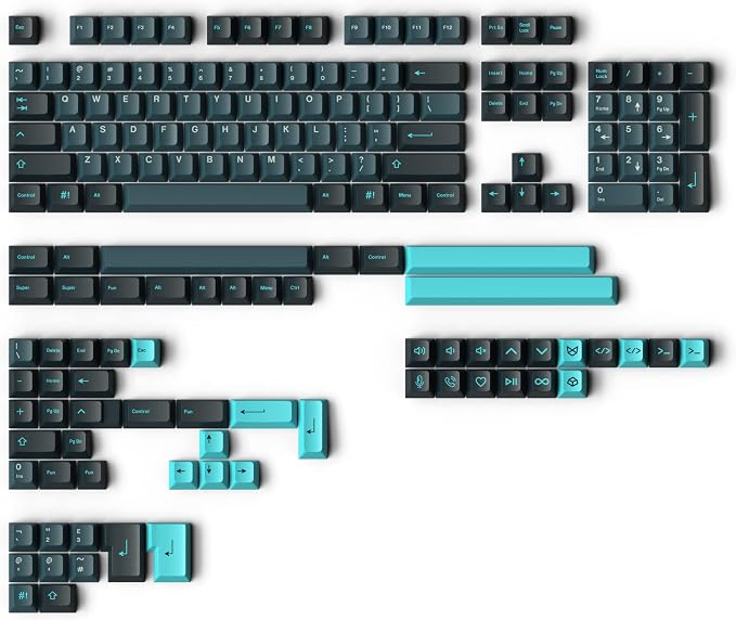 Kono KDS Solarized Dark Keycap Set - Base Kit, Artisan, Coding, Blue, Black, PBT Keycaps