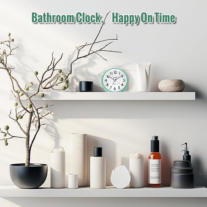 Lamisola 4 Inch Alarm Clock for Bedrooms, Small Analog Desk Clock, Mint | Battery Operated Bedside Clock for Bedroom Bathroom Home Nightstand Shelf, Night Light Snooze, Minimalist Clocks for Seniors