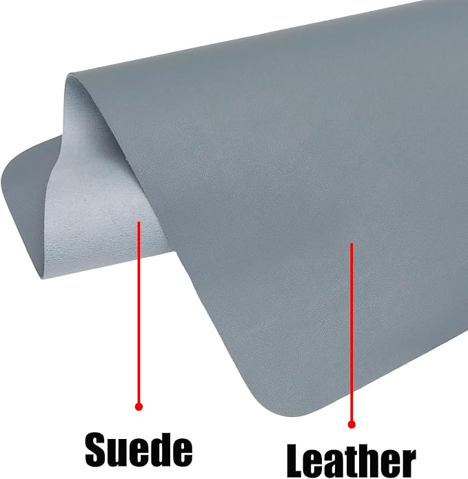 24" x 12" PU Leather Keyboard Mouse Pad Non-Slip Desk Protector Mat for Vanity Makeup Laptop, Dusty Blue
