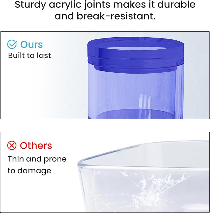 3-Tier Stackable Acrylic Holder- Stylish Desk Organizer and Storage for Office or Home – Transparent Round Design, Blue with Silver Metal Base