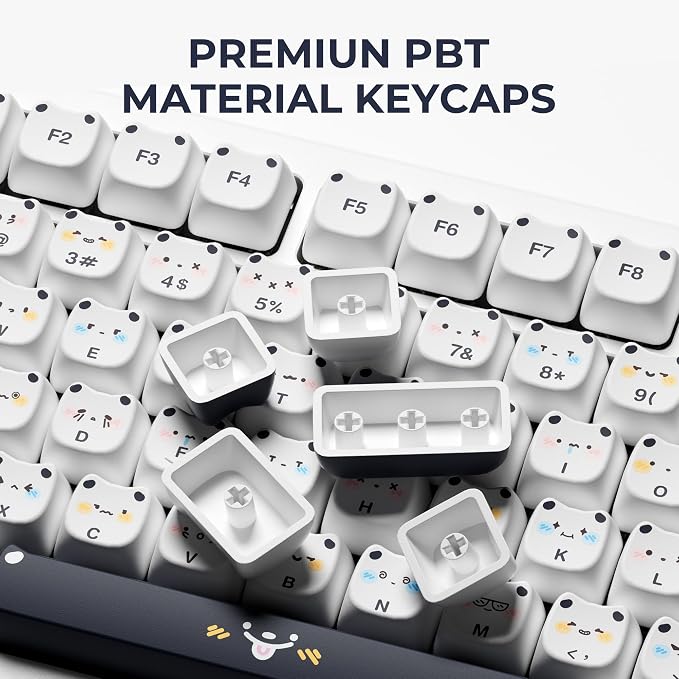 GMKWTL XVX Cute PBT Keycaps, Mao Profile White Puppies Keyboard Keycaps, 154 Keys Keycap Sets with Transparent Key caps Compatible with 65% 75% 96% 100% Cherry Gateron MX Switches Mechanical
