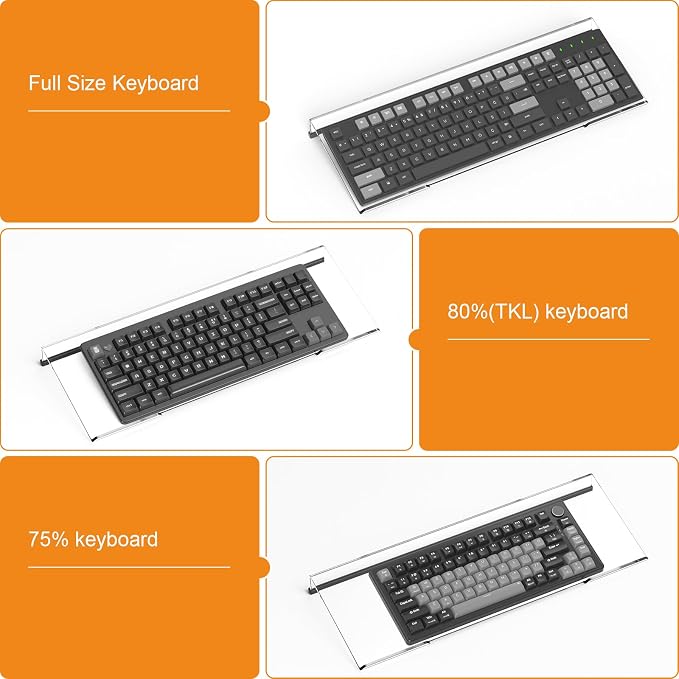 Beego Ergonomic Computer Keyboard Stand - Clear Acrylic Keyboard Riser Tilted Keyboard Holder Keyboard Tray with Black Non-Slip Strip for Easy Typing at Home School Office Desk Accessories