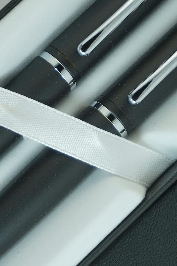A.T. Cross Cross Matte Black Selectip Gel Ink Medium Point Calais Rollerball Pen and Ballpoint Pen Luxury gift Set