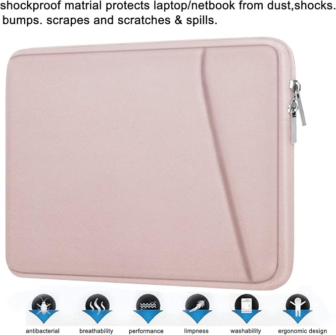 Laptop case 15.6 inch, Durable Briefcase Shockproof Protective Cover, Handbags Portable Laptop Bag for 15.6 inch HP Dell Asus Lenovo Notebook Computer Sleeve with Front Pocket, Pink