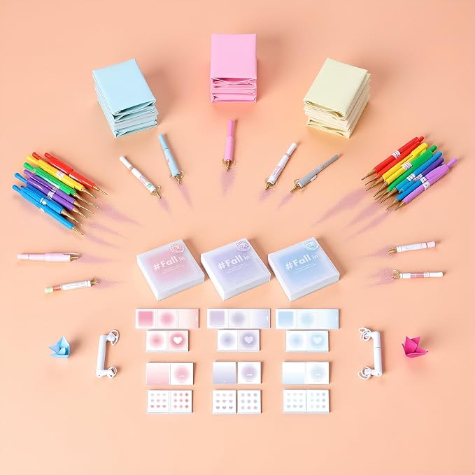 1 Box of Random Color Dreamy Gradient Colored Sticky Notes, Adhesive Mini Memo Pads, Holder for School Office Hospital,Self-Stick Aesthetic Notes,Kawaii Office Desk Supplies,Writing Pads
